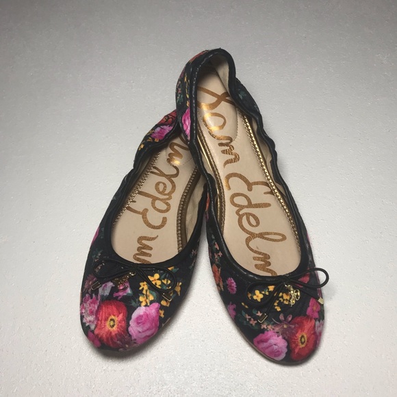 black floral flats